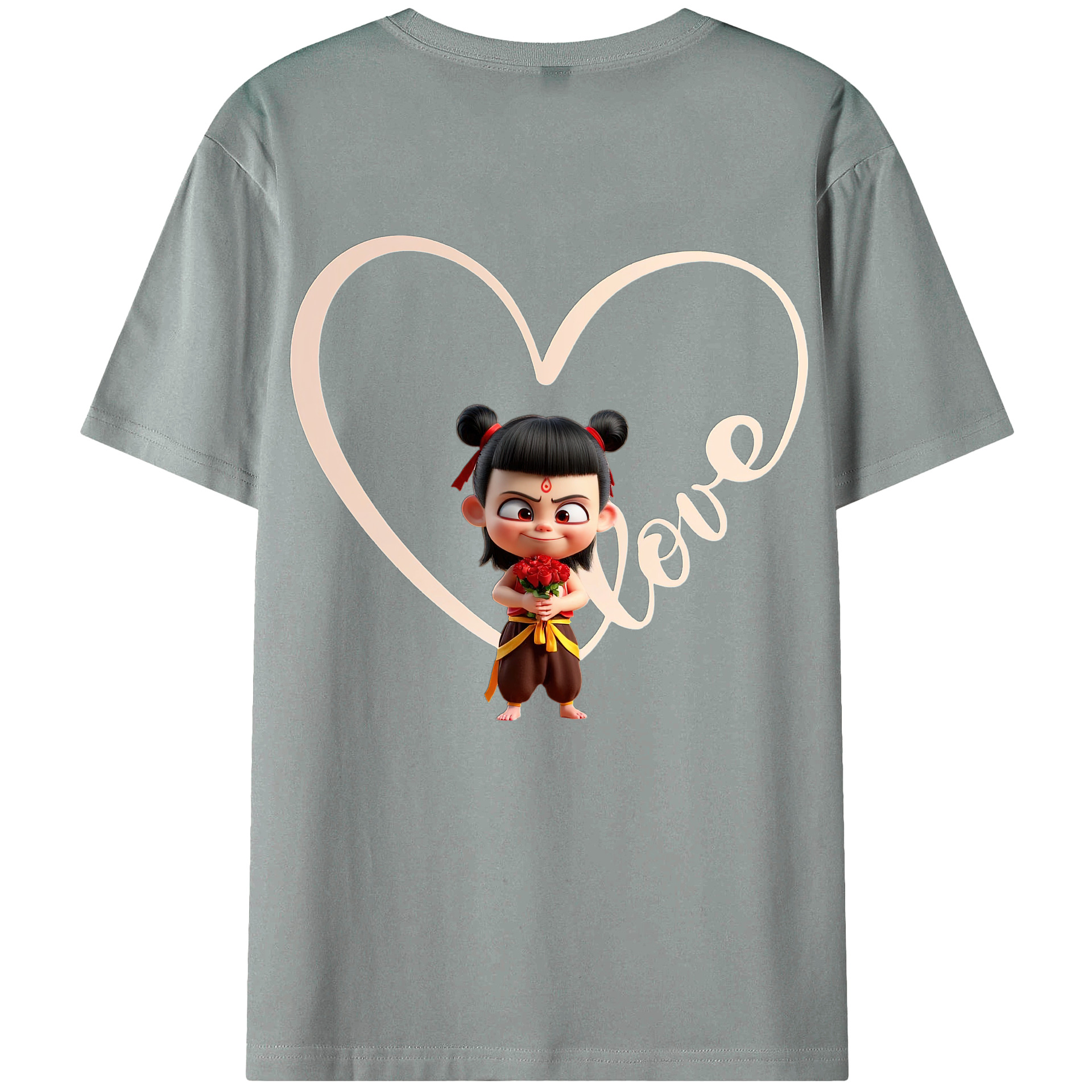 （画像用） Ne Zha 2 ナタ 魔童の大暴れ 綿100％ メンズ半袖Tシャツ（バックプリント） 通気性